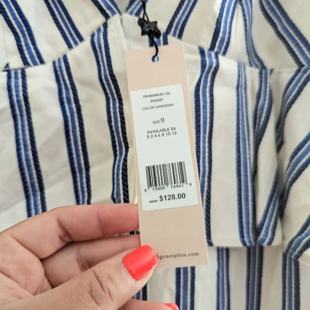 BCBGeneration Blue & White Striped Flared Jumpsuit NEW! - Picture 7 of 10